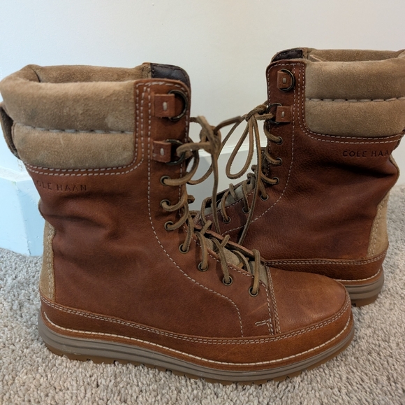 Cole Haan Waterproof Lace-up Boots Tan- Size 7.5 - Picture 4 of 16